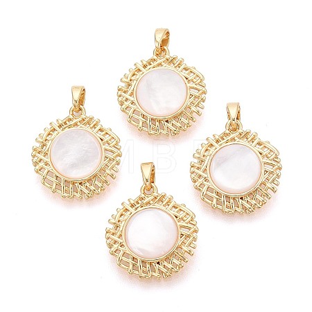 Natural White Shell Pendants KK-N287-03G-1