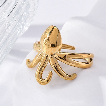 Marine Animal Theme 304 Stainless Stee Open Cuff Rings RJEW-Q005-01C-G-1
