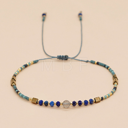 Glass Seed Beads Braided Bead Bracelets for Women WH4372-2-1