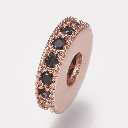 Brass Micro Pave Cubic Zirconia Bead Spacers ZIRC-K074-11A-02RG-1