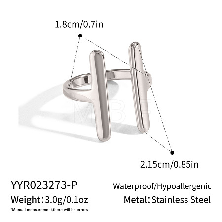 304 Stainless Steel Cuff Open Rings for Women EM2945-2-1