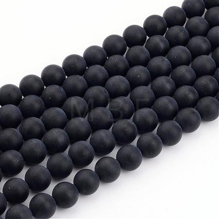 Dyed & Heated Natural Black Agate Bead Strands G-H056-10mm-1