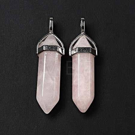 Natural Rose Quartz Double Terminated Pointed Pendants X-G-D415-12-1