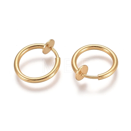 304 Stainless Steel Retractable Clip-on Hoop Earrings STAS-O135-01E-G-1