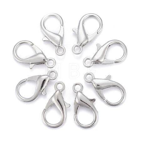 Platinum Plated Zinc Alloy Lobster Claw Clasps X-E107-1