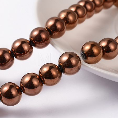 Non-Magnetic Synthetic Hematite Beads Strands G-G091-6mm-1