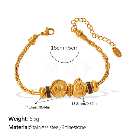 304 Stainless Steel & Cubic Zirconia Link Bracelets WG7FB07-01-1