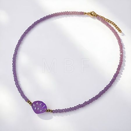 Ocean Handmade Lampwork Shell Shape and Rondelle Beaded Necklaces with 201 Stainless Steel End Chains WG494DC-01-1