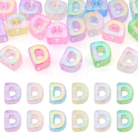 20Pcs UV Plating Transparent Acrylic European Beads OACR-TADJ0001-19D-1