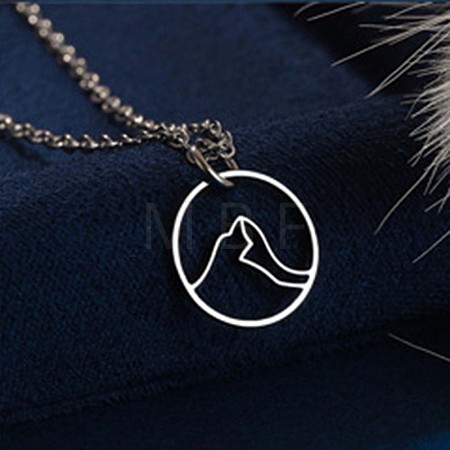 304 Stainless Steel Laser Cut Pendant Necklaces FS-WGA4904-16-1