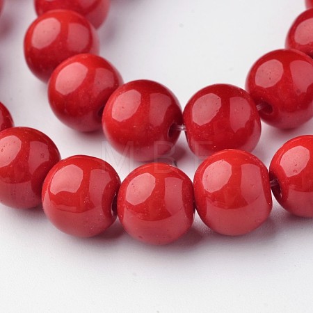Opaque Solid Color Glass Beads Strands GLAA-D080-8mm-19-1