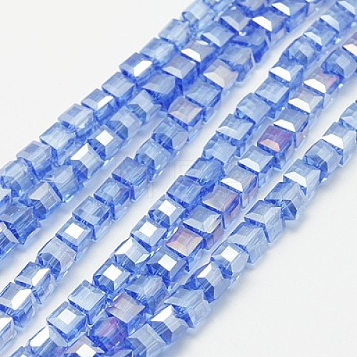 Electroplate Glass Beads Strands X-EGLA-D018-8x8mm-61-1