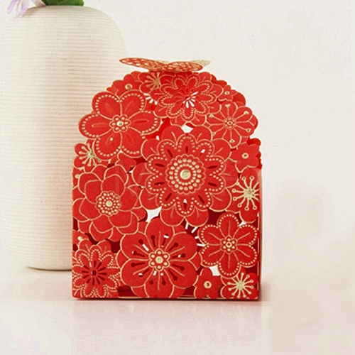 Butterfly & Hollow out Flowers Pattern Paper Fold Candy Boxes FW-TAC0004-04D-1