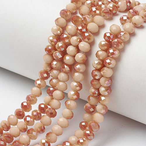 Electroplate Opaque Solid Color Glass Beads Strands EGLA-A034-P4mm-J13-1