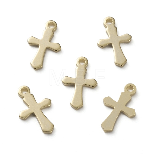 Brass Tiny Cross Charms KK-L205-09G-A-1
