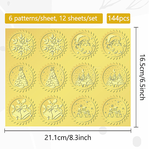 6 Patterns Aluminium-foil Paper Adhesive Embossed Stickers DIY-WH0451-005-1