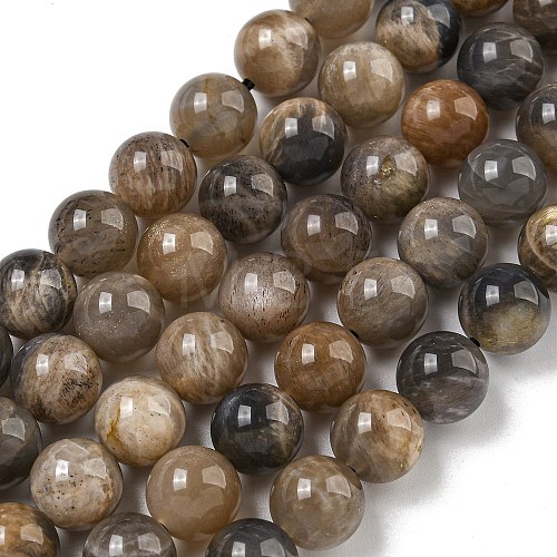 Natural Black Moonstone Beads Strands G-Q183-A01-01-1