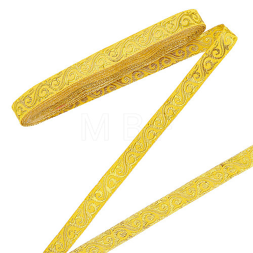 7M Polyester Jacquard Floral Ribbons SRIB-WH0011-136-1