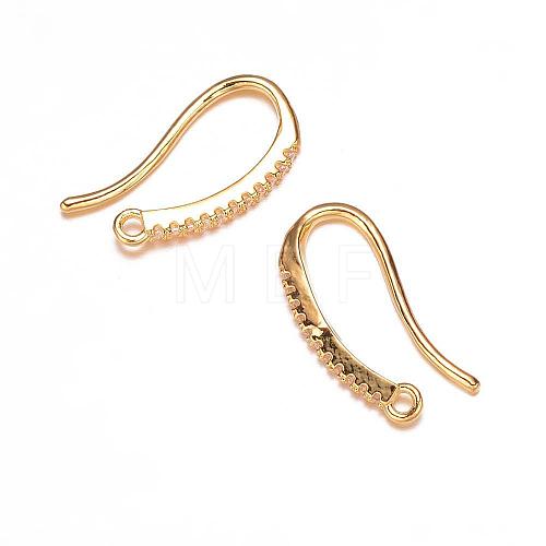 Brass Micro Pave Cubic Zirconia Earring Hooks ZIRC-K018-02G-1