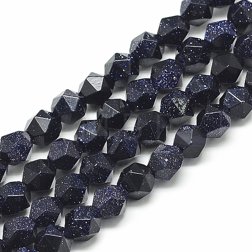 Synthetic Blue Goldstone Beads Strands X-G-S149-11-8mm-1
