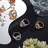 4Pcs 2 Colors Adjustable Brass Micro Pave Clear Cubic Zirconia Flower Adjustable Ring Components ZIRC-BBC0001-93-4
