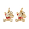 Christmas Brass Micro Pave Cubic Zirconia Enamel Charms KK-L255-19G-09-1