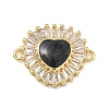 Brass Pave Clear Cubic Zirconia Connector Charms KK-A293-12G-03-1