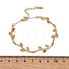 304 Stainless Steel Colorful Rhinestone Leaf Link Chain Bracelets SA-CBAF6AD-12G-5