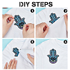 8Pcs 4 Style Hamsa Hand with Evil Eye Pattern Cloth Computerized Embroidery Iron On/Sew On Patches PATC-GA0001-14-3
