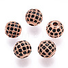 Rack Plating Brass Cubic Zirconia Beads ZIRC-S001-8mm-B01-1