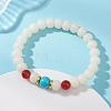 Natural Bodhi Root & Carnelian & Synthetic Turquoise Beaded Stretch Bracelets for Women BJEW-TA00735-1
