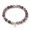 8mm Round Natural Plum Blossom Tourmaline Beaded Stretch Bracelets BJEW-JB10469-01-1