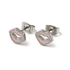 Enamel Lip Stud Earrings with 316 Surgical Stainless Steel Pins EJEW-A081-11P-2