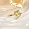 Brass Micro Pave Cubic Zirconia Cuff Open Rings FS-WG4357C-03-1