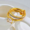304 Stainless Steel & Clear Cubic Zirconia Finger Rings WG6CB4B-03-1