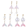 Glass & Cellulose Acetate(Resin) Beads Fishtail Dangle & Hoop Earring Sets EJEW-TA00791-2