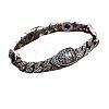 Lion Pattern Brass Pave Cubic Zirconia Cuban Link Chains Bracelets FS-WGF670F-01-5