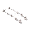 Round Plastic Pearl Beaded Long Chain Dangle Stud Earrings STAS-D179-05P-1