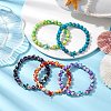Round Dyed Synthetic Turquoise Beads Stretch Bracelets BJEW-JB10610-2
