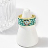 Brass Micro Pave Cubic Zirconia Enamel Cuff Rings for Women RJEW-L113-019G-01-3