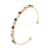 Brass Micro Pave Cubic Zirconia Cuff Bangles KK-D112-02G-2