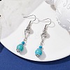 Synthetic Blue Turquoise Dangle Earrings EJEW-JE05621-02-2