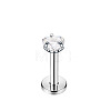 Stainless Steel Clear Cubic Zirconia Threadless Labret Stud WGC142D-24-1