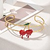 304 Stainless Steel Enamel Red Cherry Open Cuff Bangles for Women SA-CBA0444-02G-2