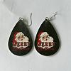 Teardrop with Santa Claus Pattern Imitation Leather Dangle Earrings FS-WGC69B2-02-1