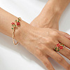 Camellia Flower Brass Enamel Cuff Bangles & Rings Sets for Women WGC9600-01-2