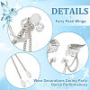 Aluminum Wing and Flower Cuff Earrings with Plastic Pearl Tassel EJEW-WH0011-07P-3