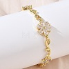 Brass Micro Pave Cubic Zirconia Link Chain Bracelets for Women BJEW-C156-04D-02G-1