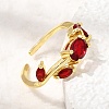 Brass Micro Pave Cubic Zirconia Cuff Open Rings CU-CBA108A-13G-05-2