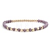 Narual Amethyst & Synthetic Non-magnetic Hematite Beads Stretch Bracelets for Women KP6261-6-1
